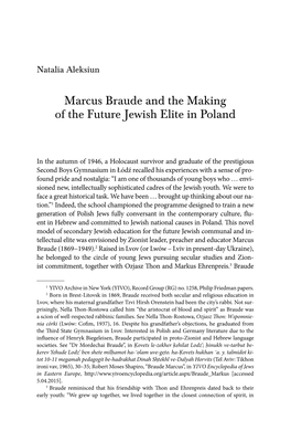 Marcus Braude and the Making of the Future Jewish Elite in Poland
