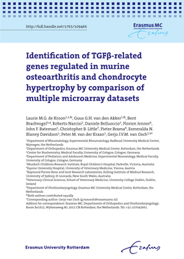 Identification of Tgfβ-Related Genes Regulated in Murine Osteoarthritis and Chondrocyte Hypertrophy by Comparison of Multiple Microarray Datasets