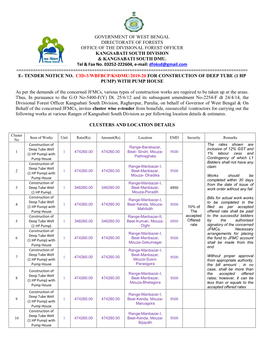 Government of West Bengal Directorate of Forests Office of the Divisional Forest Officer Kangsabati South Division & Kangsabati South Dmu