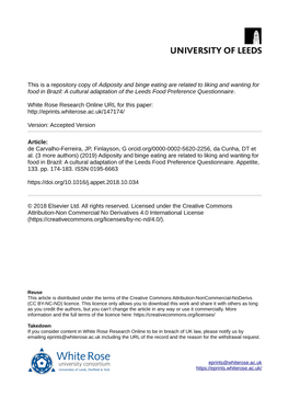 Adiposity and Binge Eating Are Related to Liking and Wanting for Food in Brazil: a Cultural Adaptation of the Leeds Food Preference Questionnaire