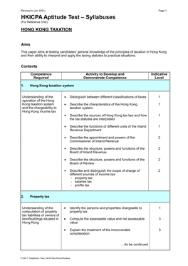 Hong Kong Taxation