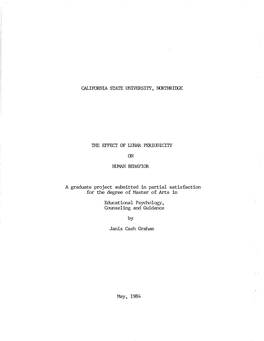 A Graduate Project Submitted in Partial Satisfaction for the Degree of Master of Arts in Educational Psychology, Counseling and Guidance