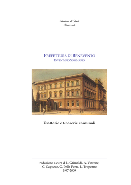 Prefettura Di Benevento Inventario Sommario