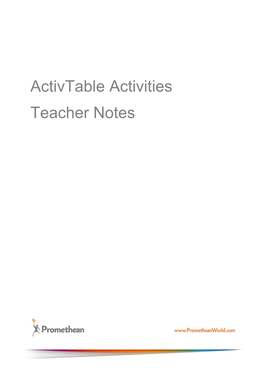 Activtable Activities Teacher Notes