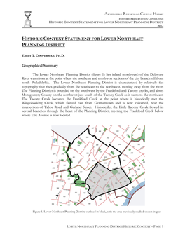 Historic Context Statement for Lower Northeast Planning District 2012