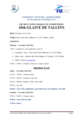 45Th GLAIVE DE TALLINN