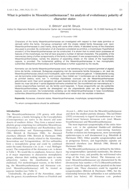 What Is Primitive in Mesembryanthemaceae? an Analysis of Evolutionary Polarity of Character States