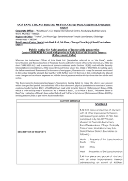 Public Notice for Sale/Auction of Immovable Properties {Under SARFAESI Act Read with Proviso to Rule 8 (6) of the Security Interest (Enforcement) Rules}