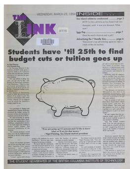 Students Have 'Til 25Th to Find Budget Cuts Or Tuition Goes Up