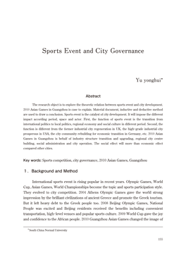 Sports Event and City Governance