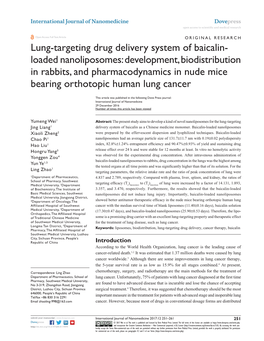 Lung-Targeting Drug Delivery System of Baicalin- Loaded