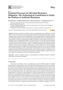 Treatment Processes for Microbial Resistance Mitigation: the Technological Contribution to Tackle the Problem of Antibiotic Resistance