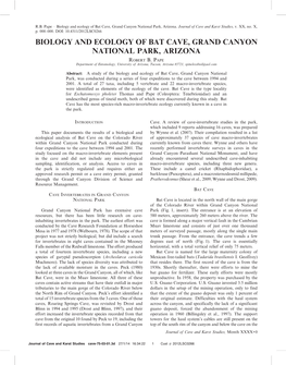 Biology and Ecology of Bat Cave, Grand Canyon National Park, Arizona