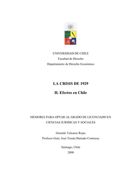 LA CRISIS DE 1929 II. Efectos En Chile