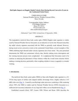 Hail Spike Impacts on Doppler Radial Velocity Data During Recent Convective Events in the Continental United States