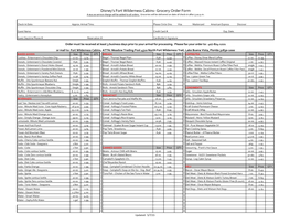 Disney's Fort Wilderness Cabins- Grocery Order Form a $10.00 Service Charge Will Be Added to All Orders