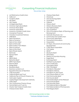 Consenting Financial Institutions November 2019