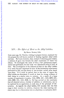 By ZELDA KAIIAN, B.Sc. SOME Years Ago, Ur. Travers, Wishing to Prepare Butane, Employed for This Purpose the Well Known Method O