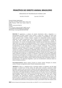 Princípios Do Direito Animal Brasileiro – Vicente De Paula Ataide Junior