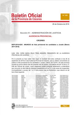Sección IV – ADMINISTRACIÓN DE JUSTICIA AUDIENCIA PROVINCIAL