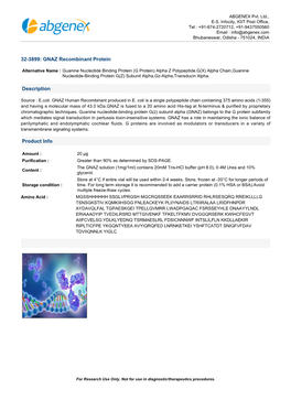 32-3899: GNAZ Recombinant Protein Description Product Info