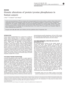 Genetic Alterations of Protein Tyrosine Phosphatases in Human Cancers