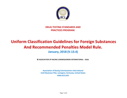 Uniform Classification Guidelines for Foreign Substances and Recommended Penalties Model Rule