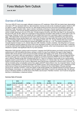 Forex Medium-Term Outlook