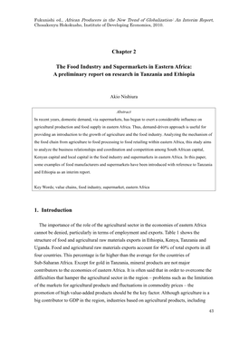 The Food Industry and Supermarkets in Eastern Africa: a Preliminary Report on Research in Tanzania and Ethiopia