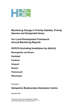 Monitoring Change in Priority Habitats, Priority Species and Designated Areas