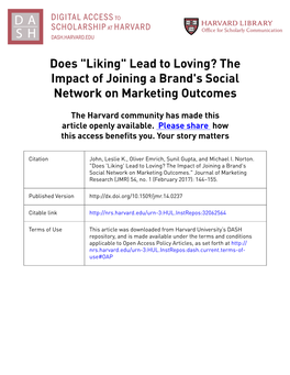 The Impact of Joining a Brand's Social Network on Marketing Outcomes