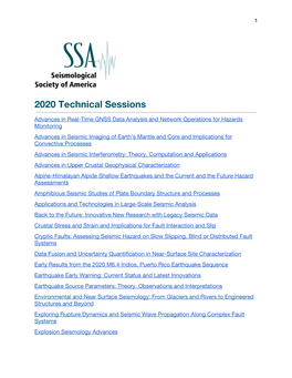 2020 Technical Sessions