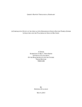 A Comparative Study of the Apocalyptic Kingdom of God in Second Temple Jewish Literature and the Teachings of Jesus in Matthew