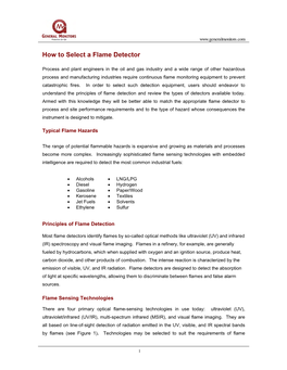 Selecting a Flame Detector