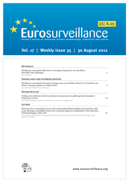 Vol. 17 | Weekly Issue 35 | 30 August 2012