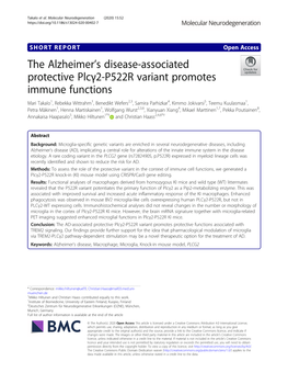 The Alzheimer's Disease-Associated