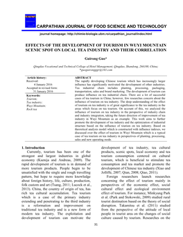 Guo G, Effects of the Development of Tourism in Wuyi Mountain Scenic