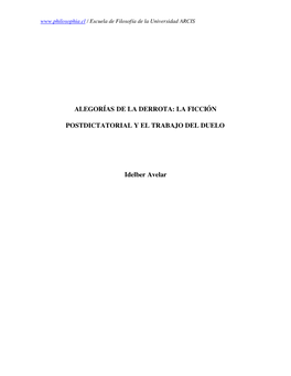 Alegorías De La Derrota: La Ficción Postdictatorial Y El