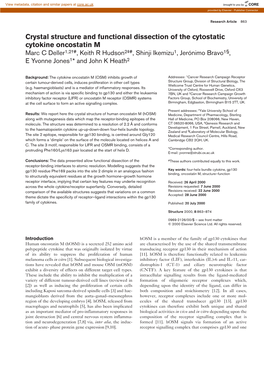 Crystal Structure and Functional Dissection of the Cytostatic Cytokine