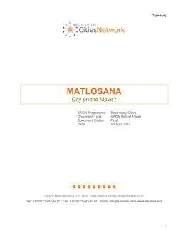 MATLOSANA City on the Move?