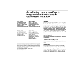 Interactive Keys to Enhance Gaze-Based Typing Experience