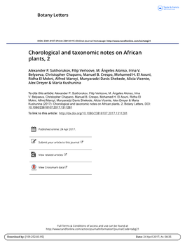 Chorological and Taxonomic Notes on African Plants, 2