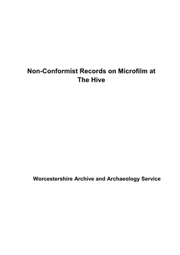 Non-Conformist Records on Microfilm at the Hive