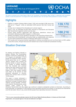 UKRAINE Situation Report No.6 As of 8 August 2014