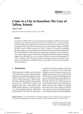 Crime in a City in Transition: the Case of Tallinn, Estonia