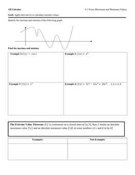 The Extreme Value Theorem: If Is Continuous on a Closed Interval