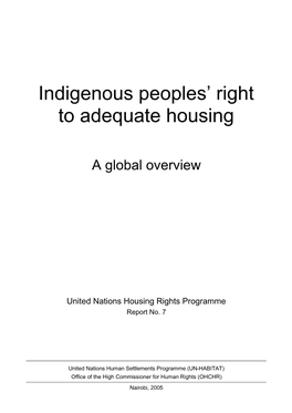 Indigenous Peoples' Right to Adequate Housing