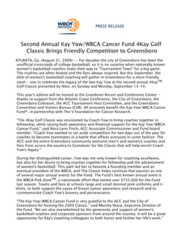 Second Annual Kay Yow/WBCA Cancer Fund 4Kay Golf Classic Brings Friendly Competition to Greensboro