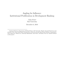 Angling for Influence: Institutional Proliferation in Development Banking