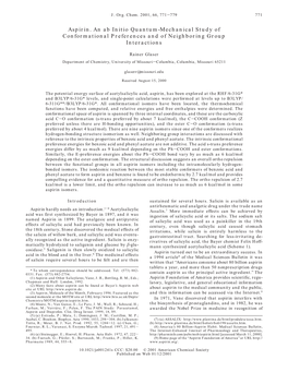 Aspirin. an Ab Initio Quantum-Mechanical Study of Conformational Preferences and of Neighboring Group Interactions